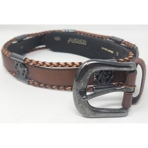 Avignon Genuine Leather Belt Women's M Brown Concho Plates Boho Western